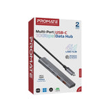 Promate Multi-Port 10Gbps USB-C Data Hub 2 x USB-A 10Gbps ports - Grey