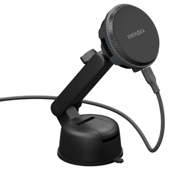 Energea MAGARCTIC DRIVE, QI2.2 WIRELESS CAR CHARGER 25W (WINDSCREEN/AIRVENT) WITH 45W CHARGER - GUNMETAL