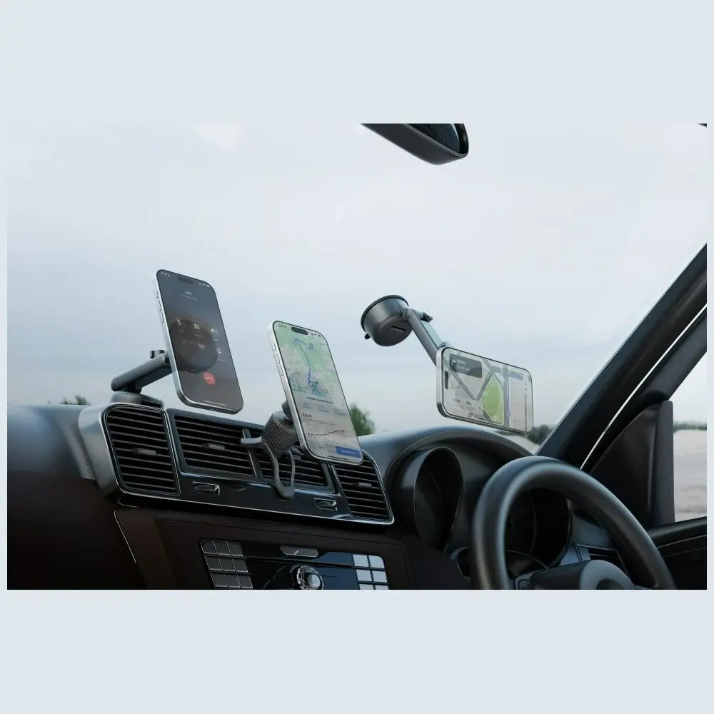 Energea MAGARCTIC DRIVE, QI2.2 WIRELESS CAR CHARGER 25W (WINDSCREEN/AIRVENT) WITH 45W CHARGER - GUNMETAL