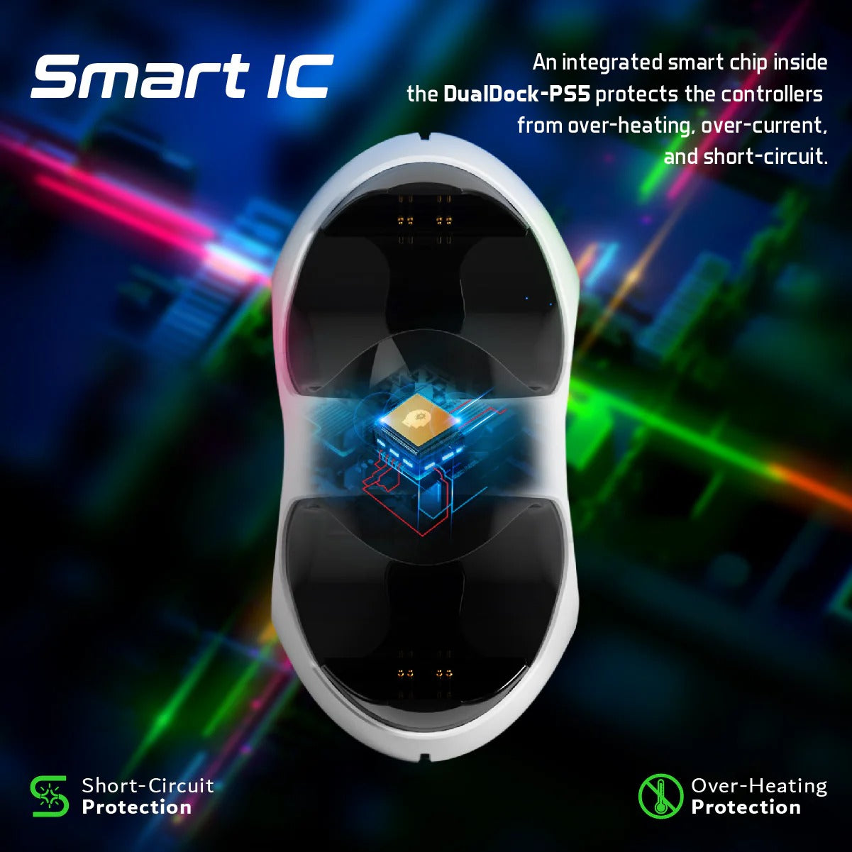 Vertux 2-in-1 Charging Dock for PS5 DualSence Controller - BLACK