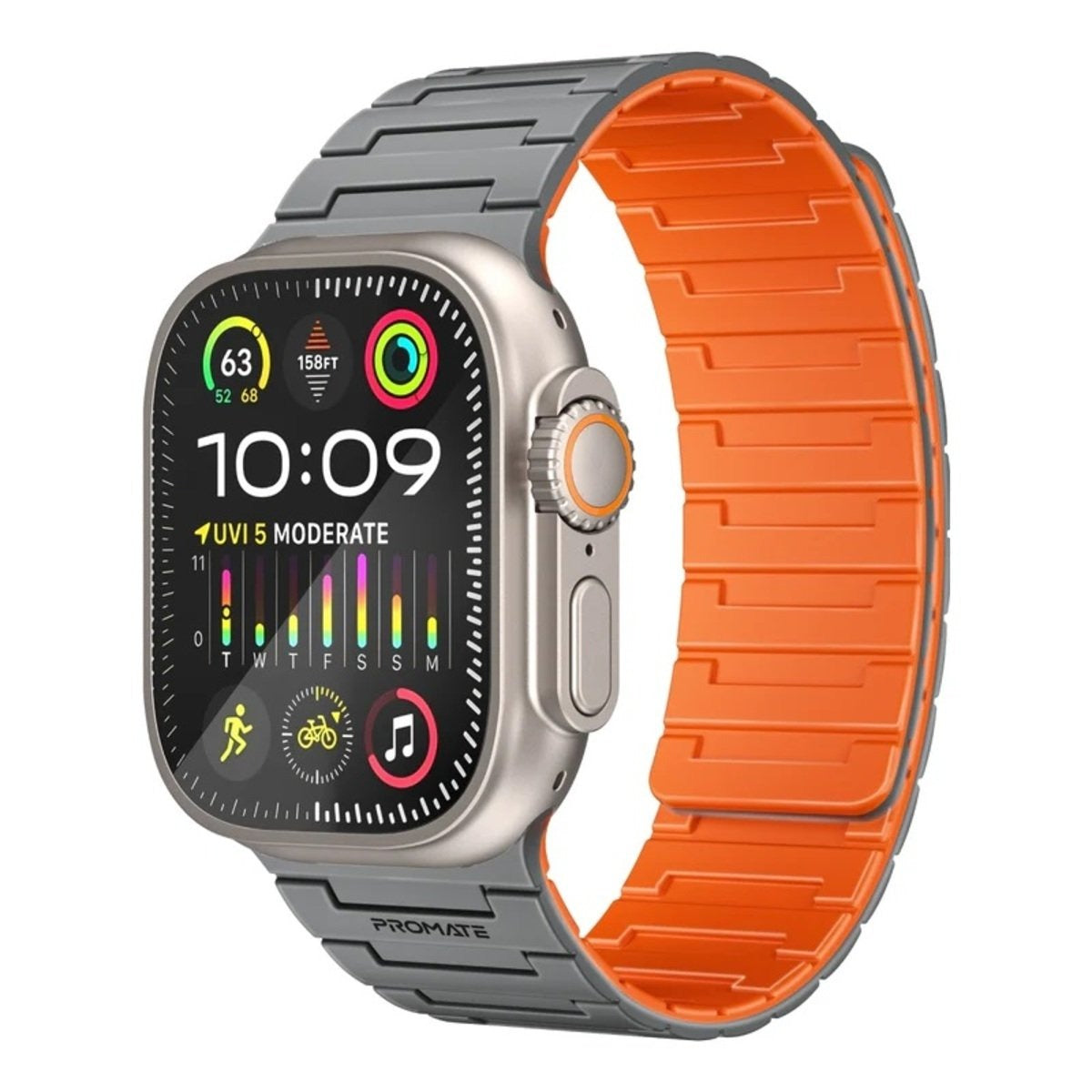 Premium Magnetic Silicone Sporty Watch Band For Apple Watch Series 1~9, SE & Ultra 1~2  Magnetic Strap w/ N52 Strong Magnets Made from Premium Silicone materials - Grey