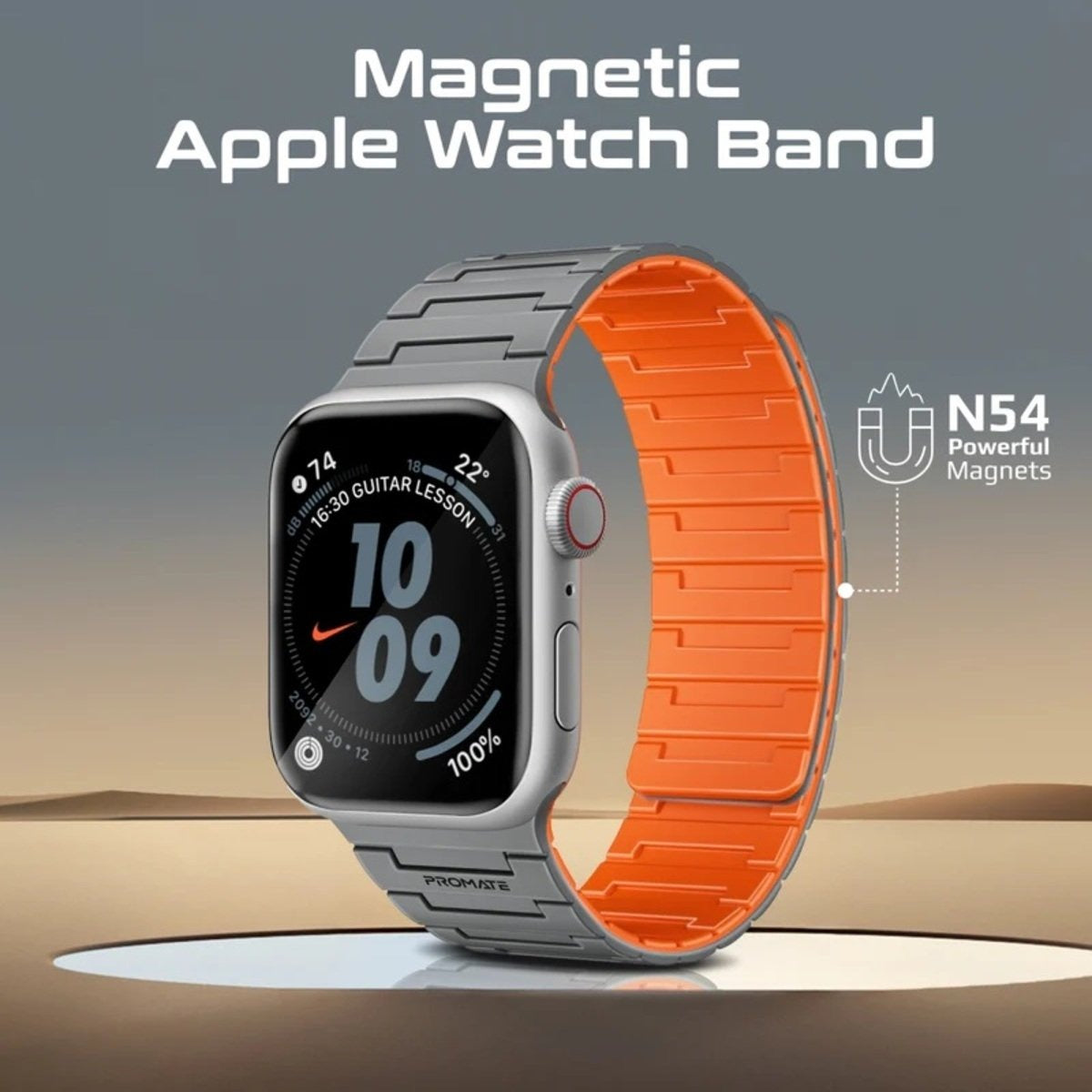 Premium Magnetic Silicone Sporty Watch Band For Apple Watch Series 1~9, SE & Ultra 1~2  Magnetic Strap w/ N52 Strong Magnets Made from Premium Silicone materials - Grey