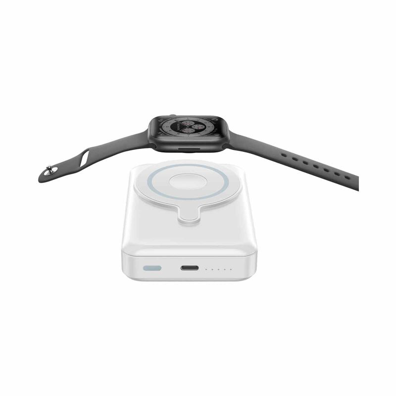BAZIC GOPOWER 10K, 10000MAH MAGSAFE COMPATIBLE POWER BANK WITH BUILT-IN APPLE WATCH CHARGER - WHITE