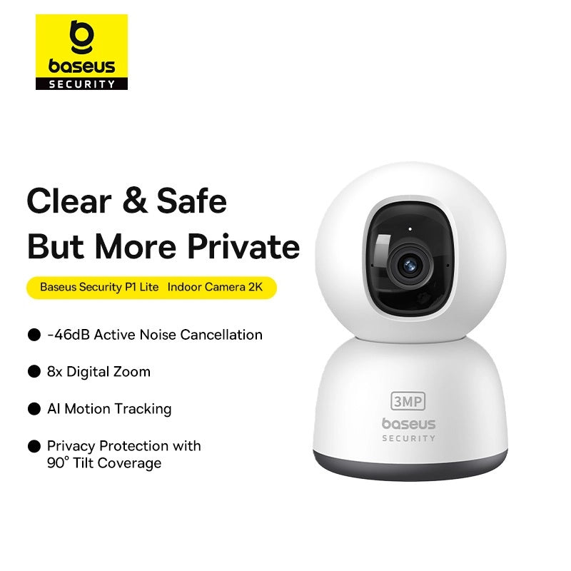 كاميرا Baseus Security P1 Lite الداخلية 2K - أبيض قمري