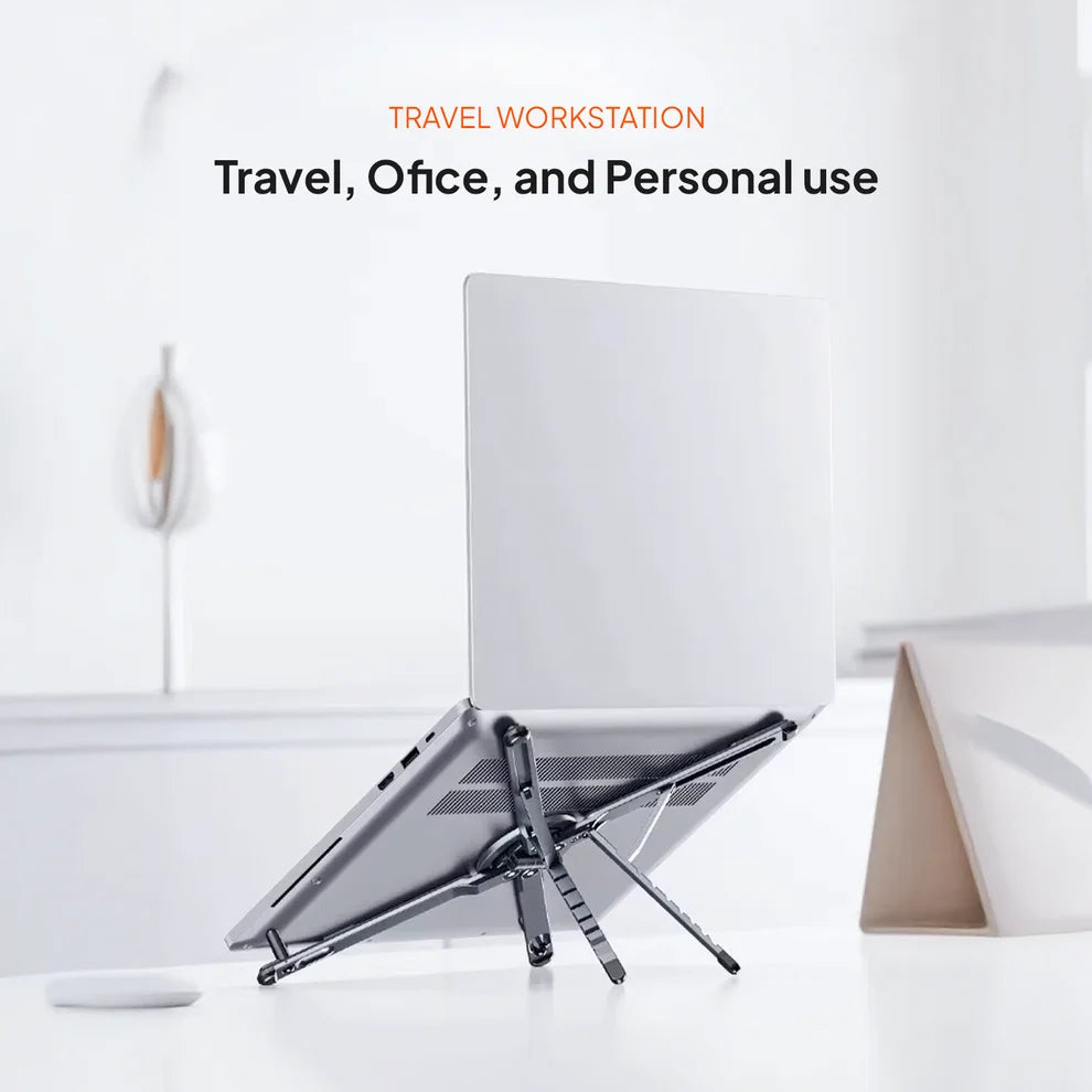 Mowsil 3-in-1 Magnetic Universal Laptop, Tablet & Phone Stand with Foldable aluminum alloy Desktop Holder, Adjustable Heights & Viewing Angles for MacBook, iPad, iPhone, Surface & More