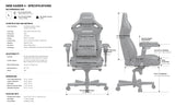 AndaSeat New Kaiser 4 6D Armrest Large Fabric Gaming Chair - Grey