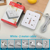 Z67 6 power socket 6 USB ports with TYPE-C 5V4.1A Charger power- White