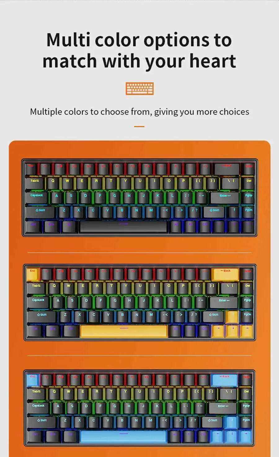 Skylion K68 Wired Mechanical RGB Gaming Keyboard - Black - Blue Switch