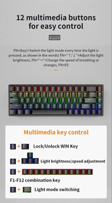 Skylion K68 Wired Mechanical RGB Gaming Keyboard - Black - Blue Switch