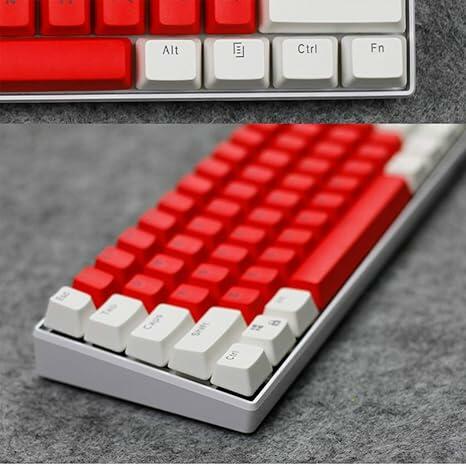 SUNNYSEE K61 Mechanical Keyboard in White & Red - Blue Switch