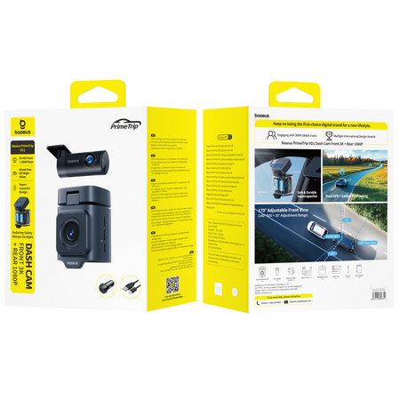 كاميرا سيارة بيسوس برايم تريب VD1 أمامية بدقة 3K وخلفية بدقة 1080p – لون أسود كوني