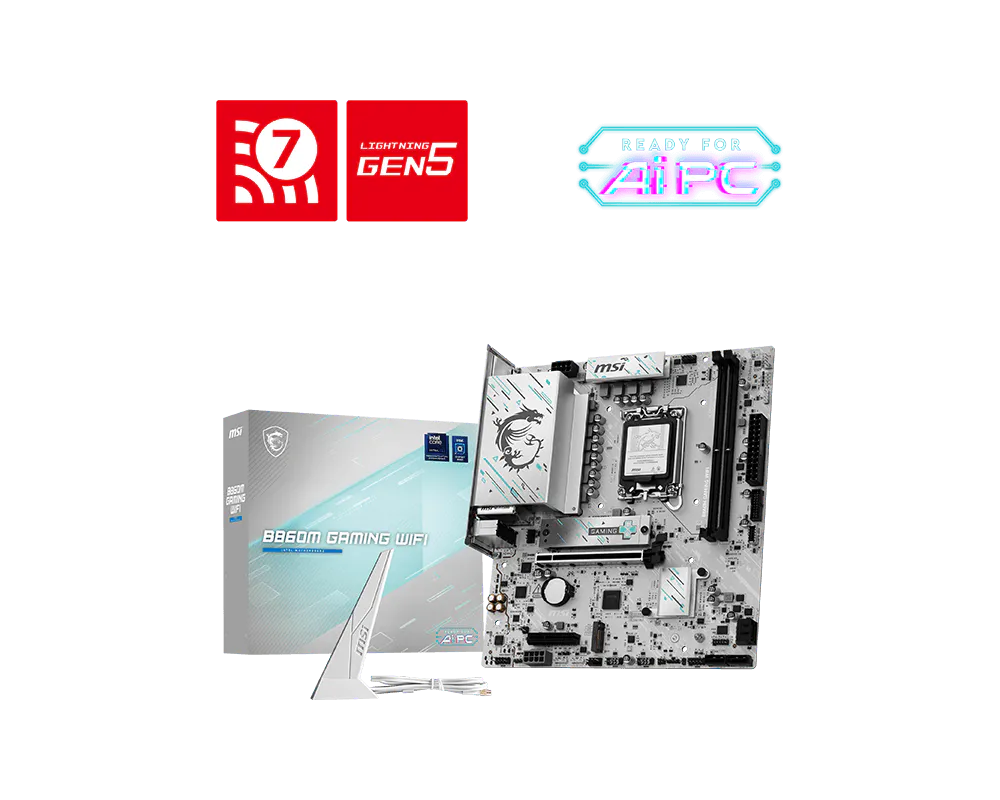 MSI B860M Gaming WiFi 7, AI, 5G LAN PCIe 5.0 solution Intel Motherboard