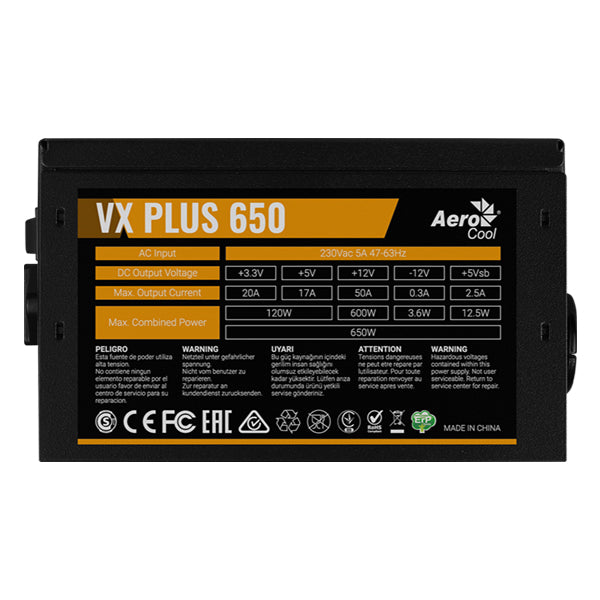 مزود طاقة Aerocool VX PLUS 650W – أسود