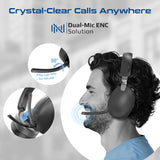 Promate SERENE-2 High-Definition Hybrid ANC Headphones with Triple Connectivity, 100Hrs Playtime, Active Noise Cancellation, Flip to Mute Microphone, 30ms Ultra-Low Latency for Gaming Platforms - Black