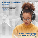 Promate SERENE-2 High-Definition Hybrid ANC Headphones with Triple Connectivity, 100Hrs Playtime, Active Noise Cancellation, Flip to Mute Microphone, 30ms Ultra-Low Latency for Gaming Platforms - Black
