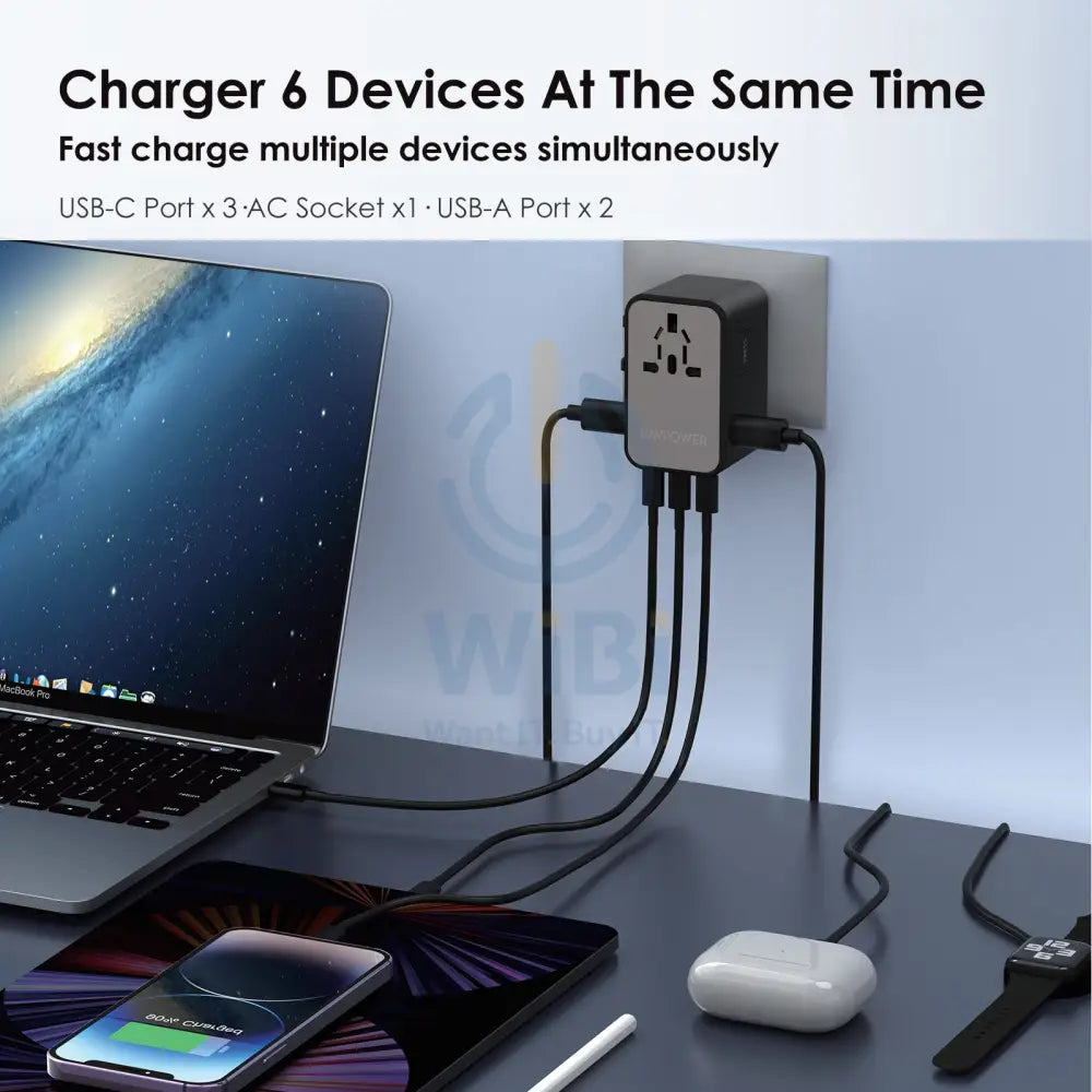 Ravpower PC1043 PD GaN 75W 4-Port Travel Charger Offline Global Black