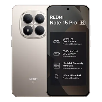 Redmi Note 15 Pro 5G Mediatek Dimensity 7400 Ultra, 8GB RAM 256GB Storage 6.83" 120Hz, Camera 50MP+8MP AI + 20MP, 6580mAh with 45W charge - Black