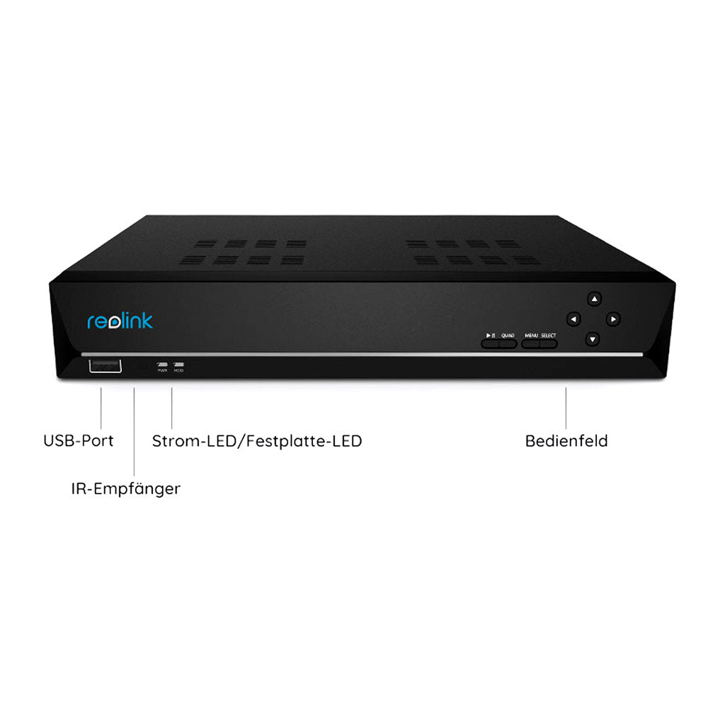 Reolink RLN8-410-2T – جهاز تسجيل شبكي PoE بـ 8 قنوات وقرص صلب 2 تيرابايت ودعم دقة حتى 16 ميجابكسل