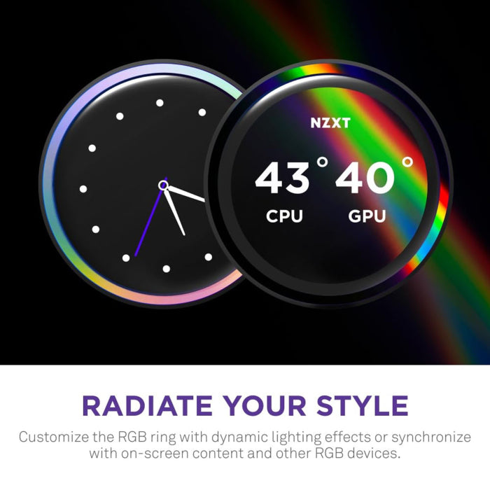 مبرد سائل NZXT Kraken Elite 240 RGB بحجم 240 ملم AIO مع شاشة IPS LCD مقاس 2.72 بوصة - أسود