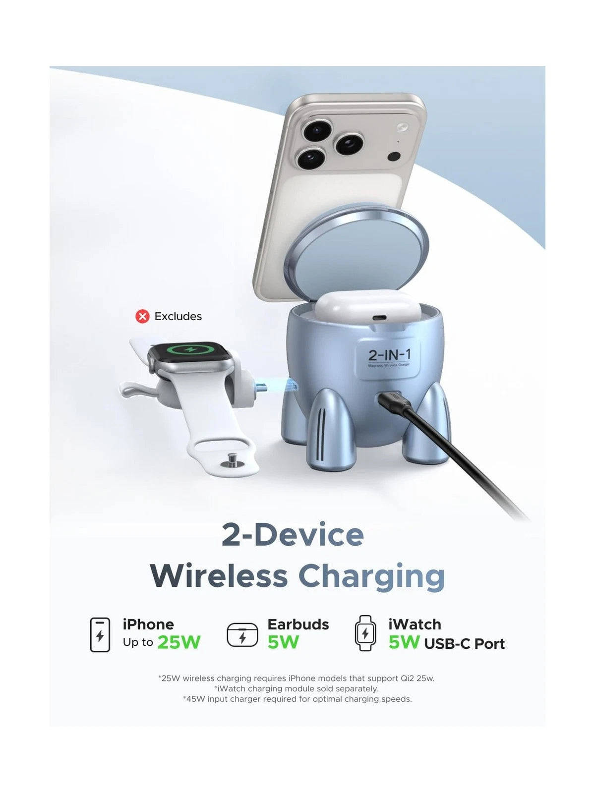 UGREEN 2-in-1 Magnetic Wireless Charger 25W QI2 - W713