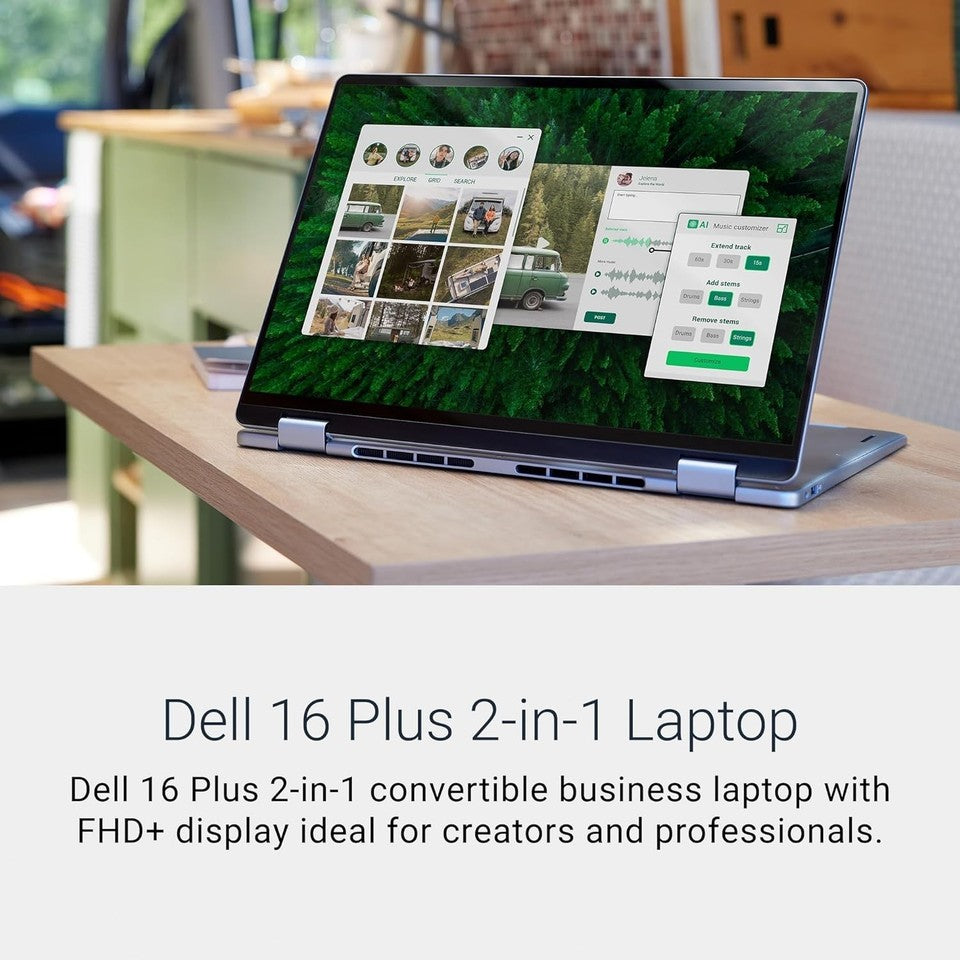 Dell 16 Plus 2-in-1 DB06250/16" 2-in-1 Touchscreen/ Intel Core Ultra 7 256V/16GB DDR5 RAM/1TB NVME SSD/Win 11 Home/1YW/Ice Blue / LDB06250-7144BLU-PUS