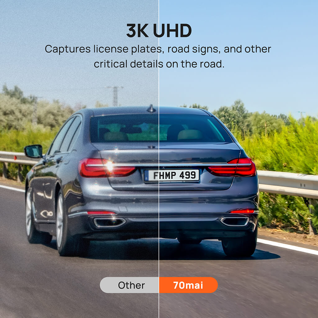 كاميرا مرايا السيارة 70mai S500 بدقة 3K HDR مع شاشة لمس 9 إنش ومكثّف فائق