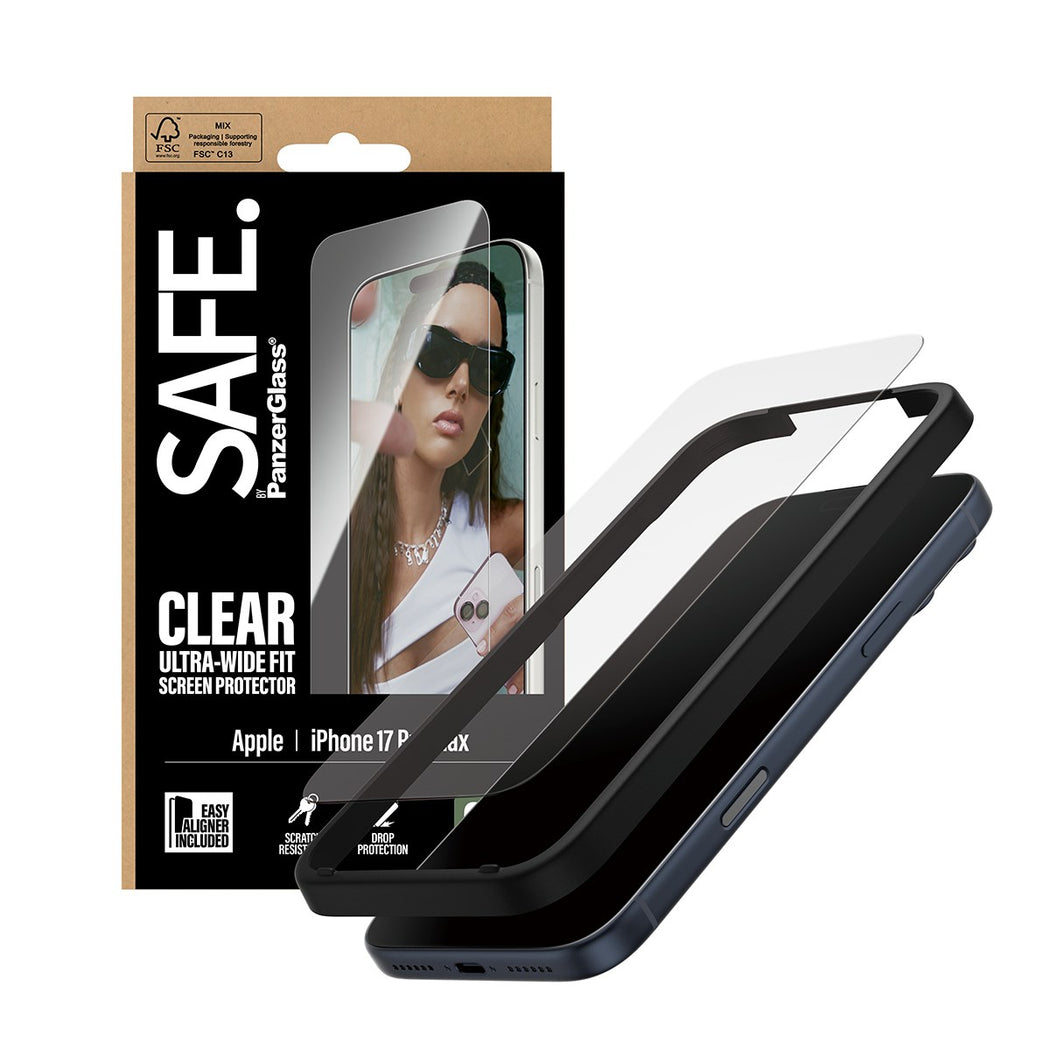 SAFE. by PanzerGlass® Screen Protector iPhone 17 Pro Max | Ultra- Wide Fit w. EasyAligner - SILKPRINT