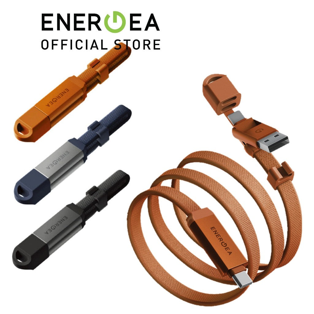 Energea SHEATH TRAVEL, 2-IN-1  C TO C + A CABLE, 480MBPS, 60W, 1.2M -ORANGE