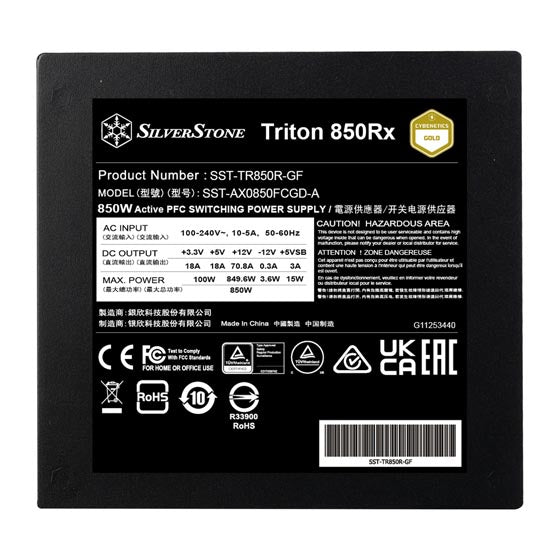 Silverstone Triton 850RX 850W Gold PCle 5 ATX Power Supply - Black