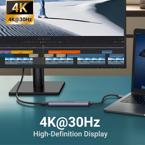 يو جرين موزع يو إس بي-سي 5 في 1 (شحن سريع 100 واط، 4K@30Hz HDMI) 15596-CM511