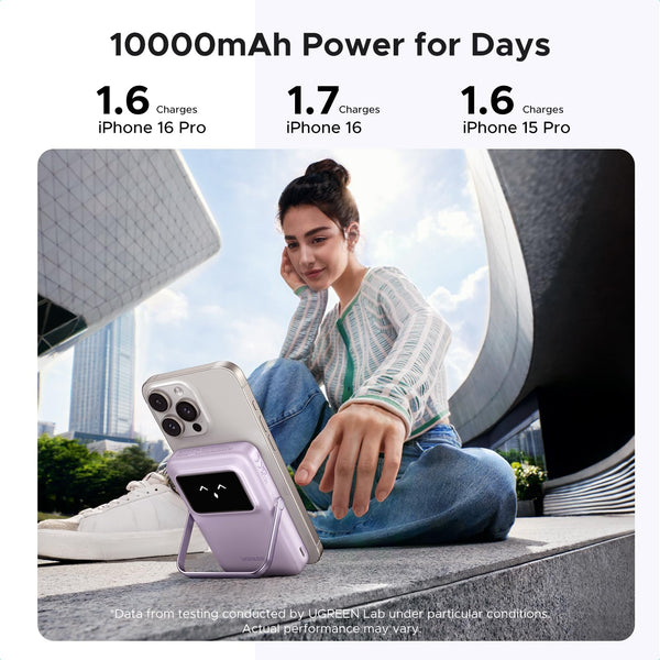 UGREEN Uno 10000mAhPD-20W Magnetic Wireless Qi2 15w Power Bank Purple