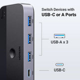 محوّل Ugreen USB 3.0 switch 2-in-4 switch + 2x USB-A Cable - Black CM662-15705