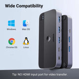 محوّل Ugreen USB 3.0 switch 2-in-4 switch + 2x USB-A Cable - Black CM662-15705