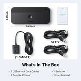 محوّل Ugreen USB 3.0 switch 2-in-4 switch + 2x USB-A Cable - Black CM662-15705