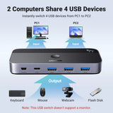 محوّل Ugreen USB 3.0 switch 2-in-4 switch + 2x USB-A Cable - Black CM662-15705