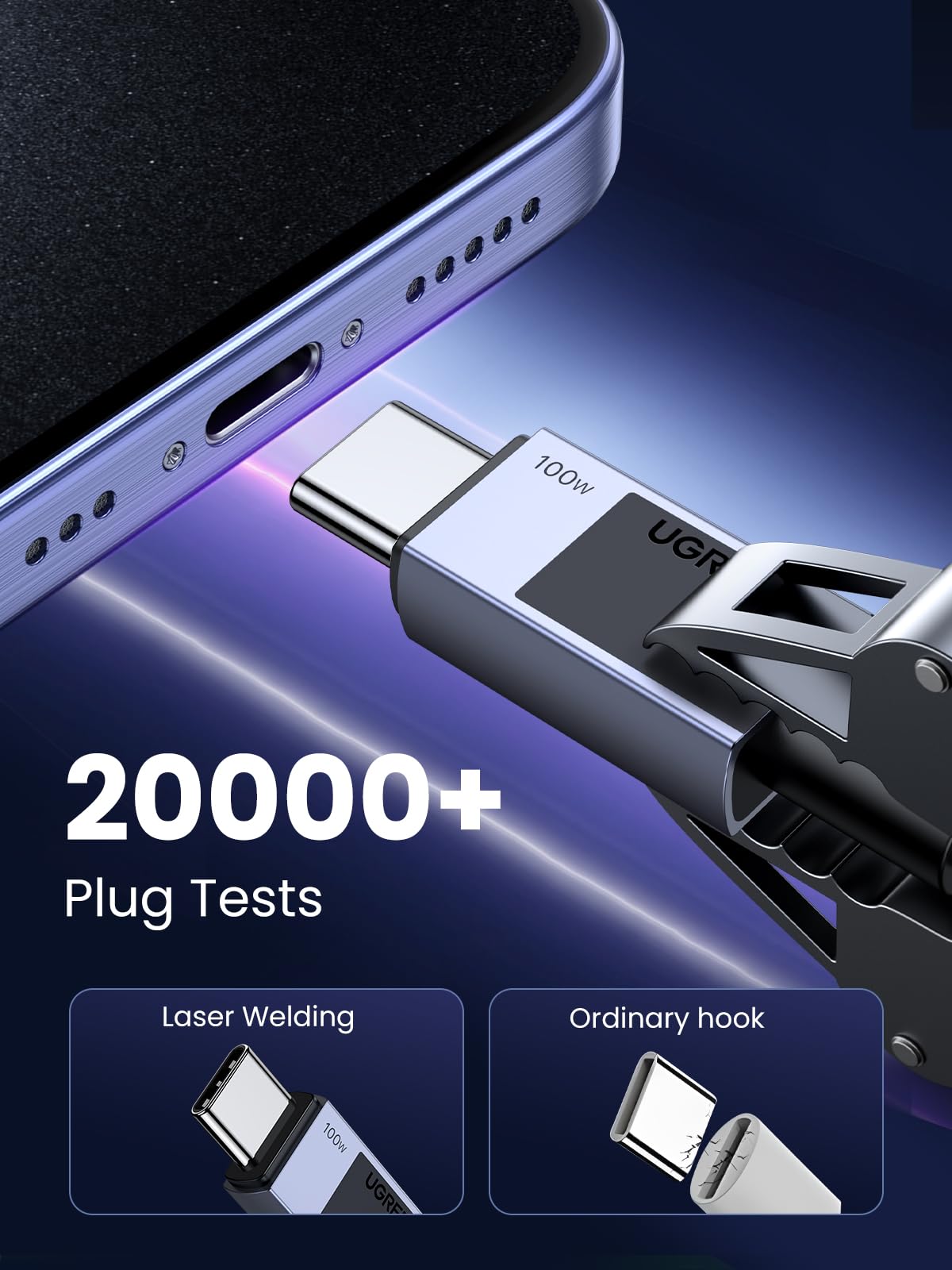 UGREEN Uno USB-C to USB-C PD Fast Charging Cable 5A Max Space Gray 1m 100w