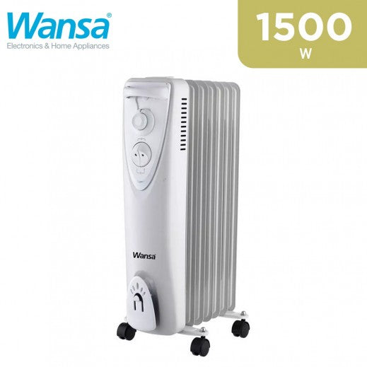Wansa 1500W 7 Fins Oil Heater, CY-C08-7-15 - White