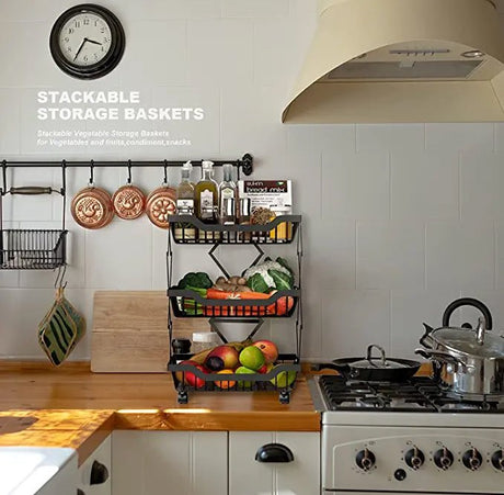 3 Layer Adjustable Foldable Movable Storage Rack for Kitchen Use - Level UpLevel UpSmart Devices501667