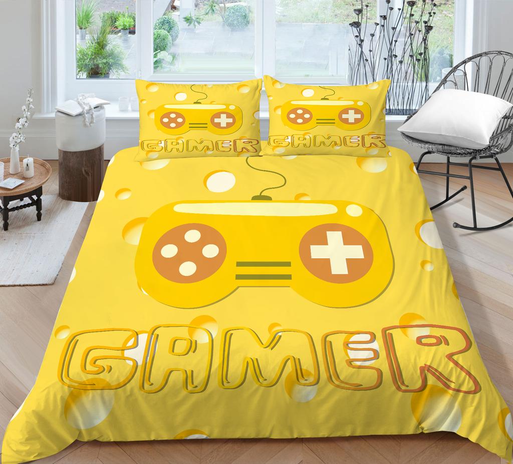 Gamer Yellow Bedding Set For Young People Creative Fashionable Unique Design Bed & Pillow Sheet