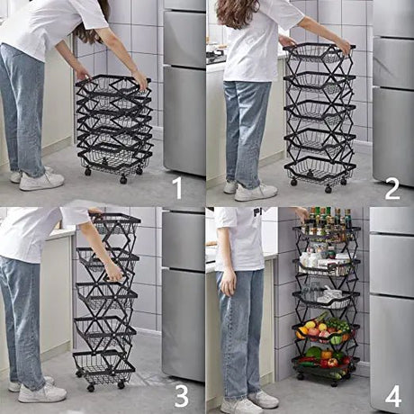 5 Layer Adjustable Foldable Movable Storage Rack for Kitchen Use - Level UpLevel UpSmart Devices501669
