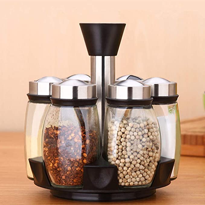 6 pcs Rotating Condiment Spice Jars Set for Kitchen - Level UpLevel UpSmart Devices501659