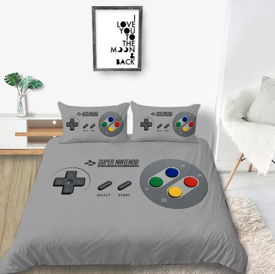 Gray SuperNintendo Creative Fashionable Unique Design Bed & Pillow Sheet