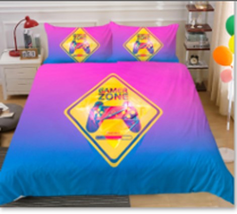 Perpule " Gamer Zone Logo " Creative Fashionable Unique Design Bed & Pillow Sheet