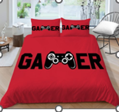 Red Cover " Gamer "  Creative Fashionable Unique Design Bed & Pillow Sheet