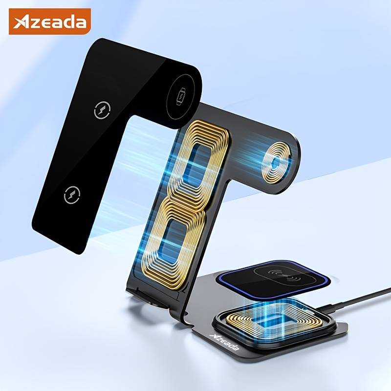 Azeada PD-W19 Metal 3 in 1 Wireless Charger Stand - Blue - Level UpAzeadaCharger501262501262