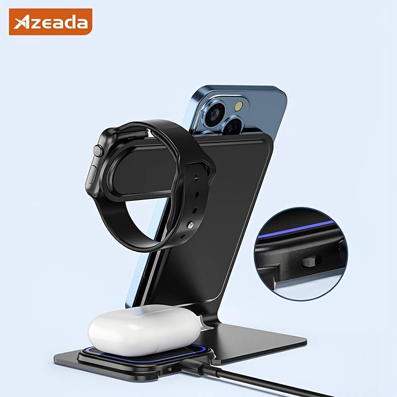 Azeada PD-W19 Metal 3 in 1 Wireless Charger Stand - Purple - Level UpAzeadaCharger501264501264