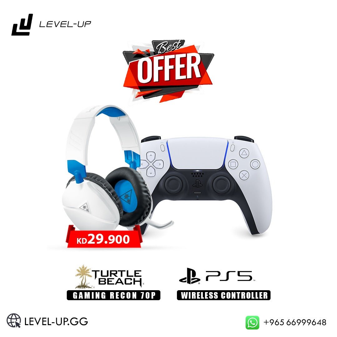 Best Offer Ps5 Controller + Turtle Beach Gaming Recon 70P Headset - Level UpSonyPlaystation 5 Accessories