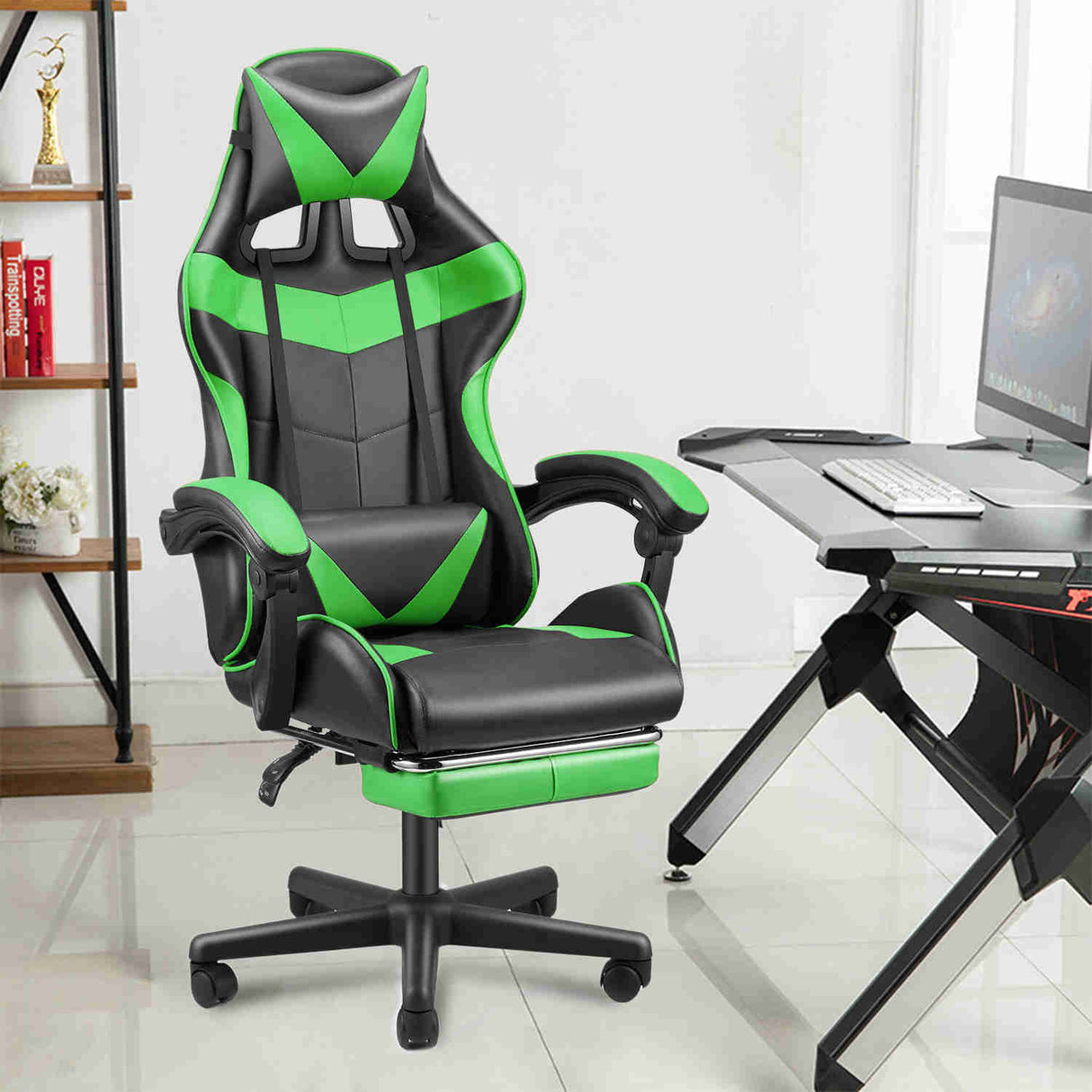 Black Bull Gaming Chair with Foot rest - Green - Level UpBlack BullGaming Chair4044951074135