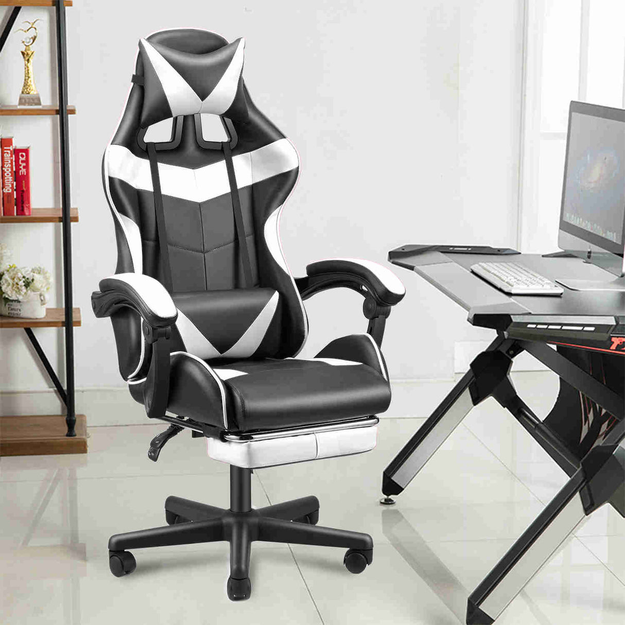 Black Bull Gaming Chair with Foot rest - White - Level UpBlack BullGaming Chair4044951074134