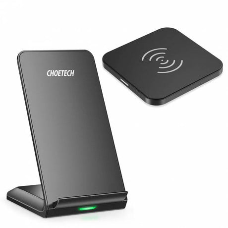 Choetech 2-pack 10W Qi wireless chargers - 1 stand and 1 flat - Black - Level UpchoetechMIX0087